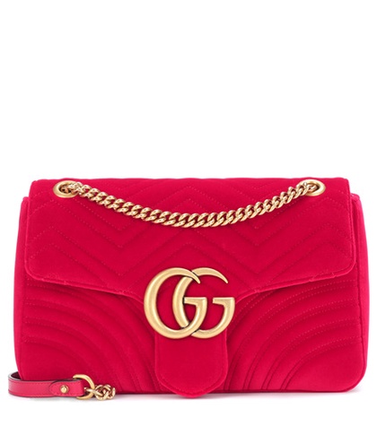 Gucci - Gg Marmont Mini Velvet Shoulder Bag - Red | FASHION STYLE FAN