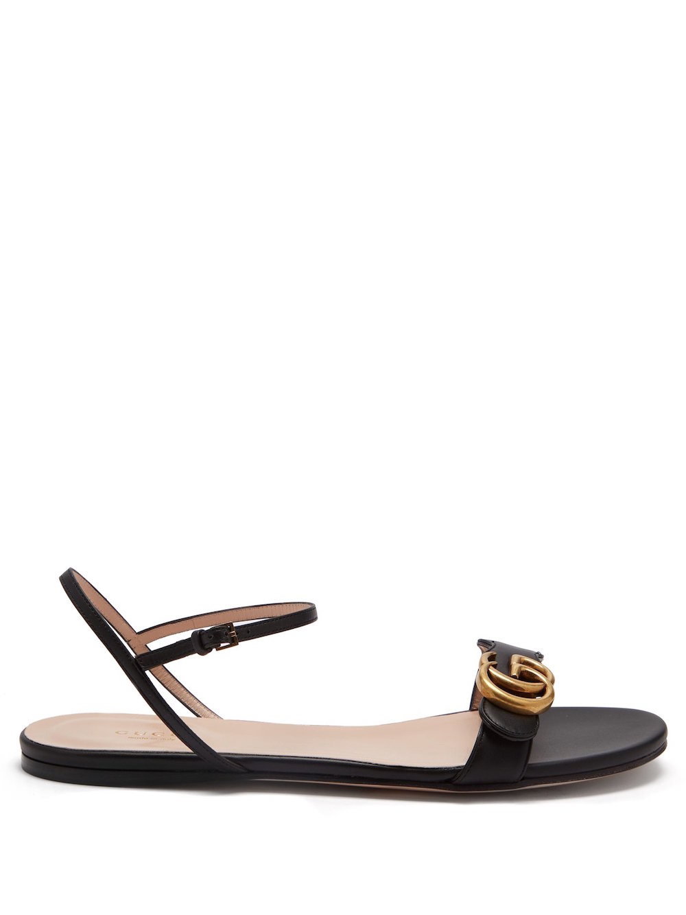 Gucci - GG Marmont Leather Sandals - Black | FASHION STYLE FAN